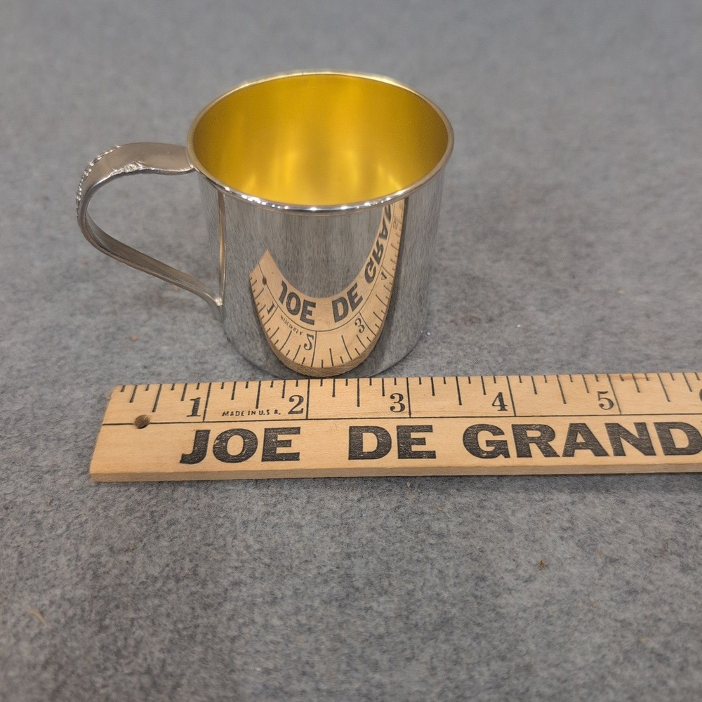 Oneida Community Tudor Plate Vintage Baby Cup Silver Plated Gold Wash Interior - Picture 8 of 8